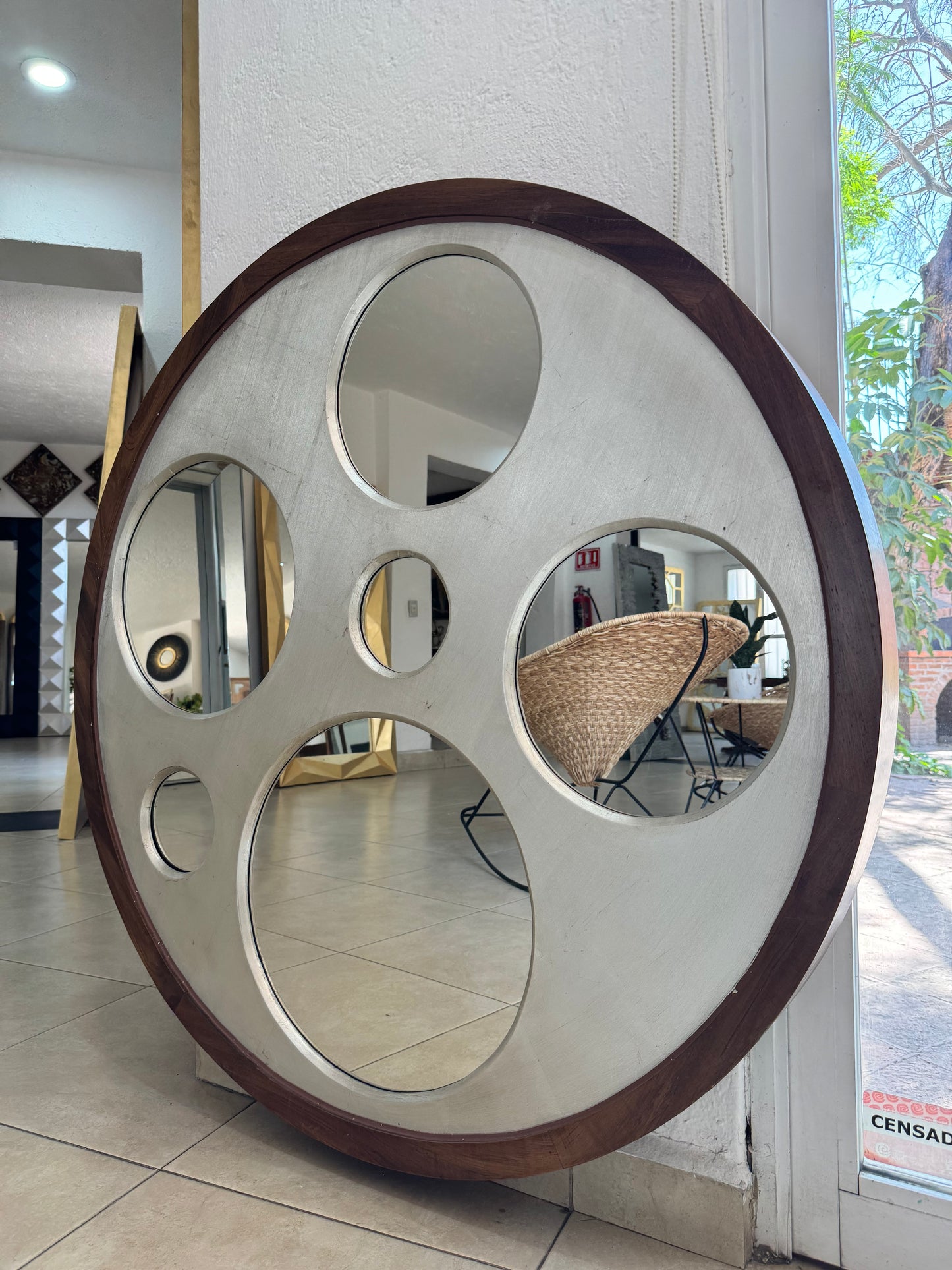 Espejo Engranes parota plata