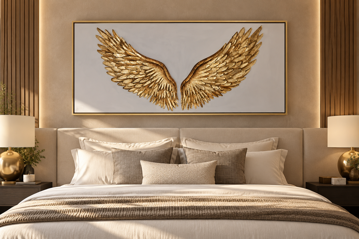 Cuadro alas de ángel con hoja de oro