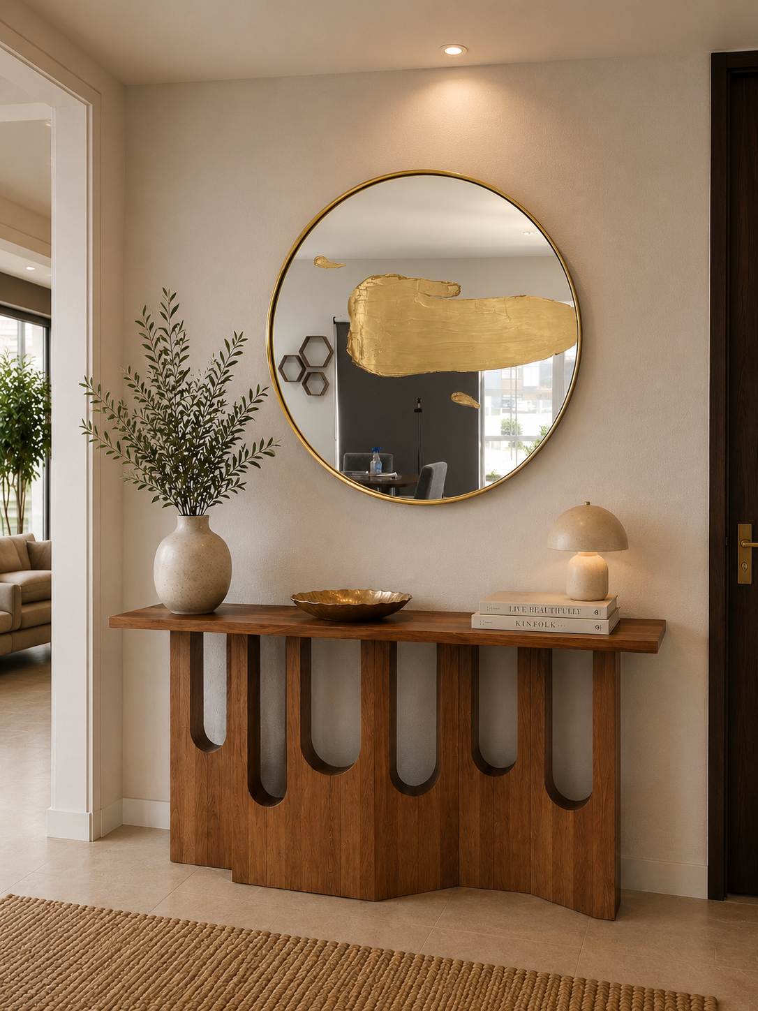 Espejo Redondo Golden Brush