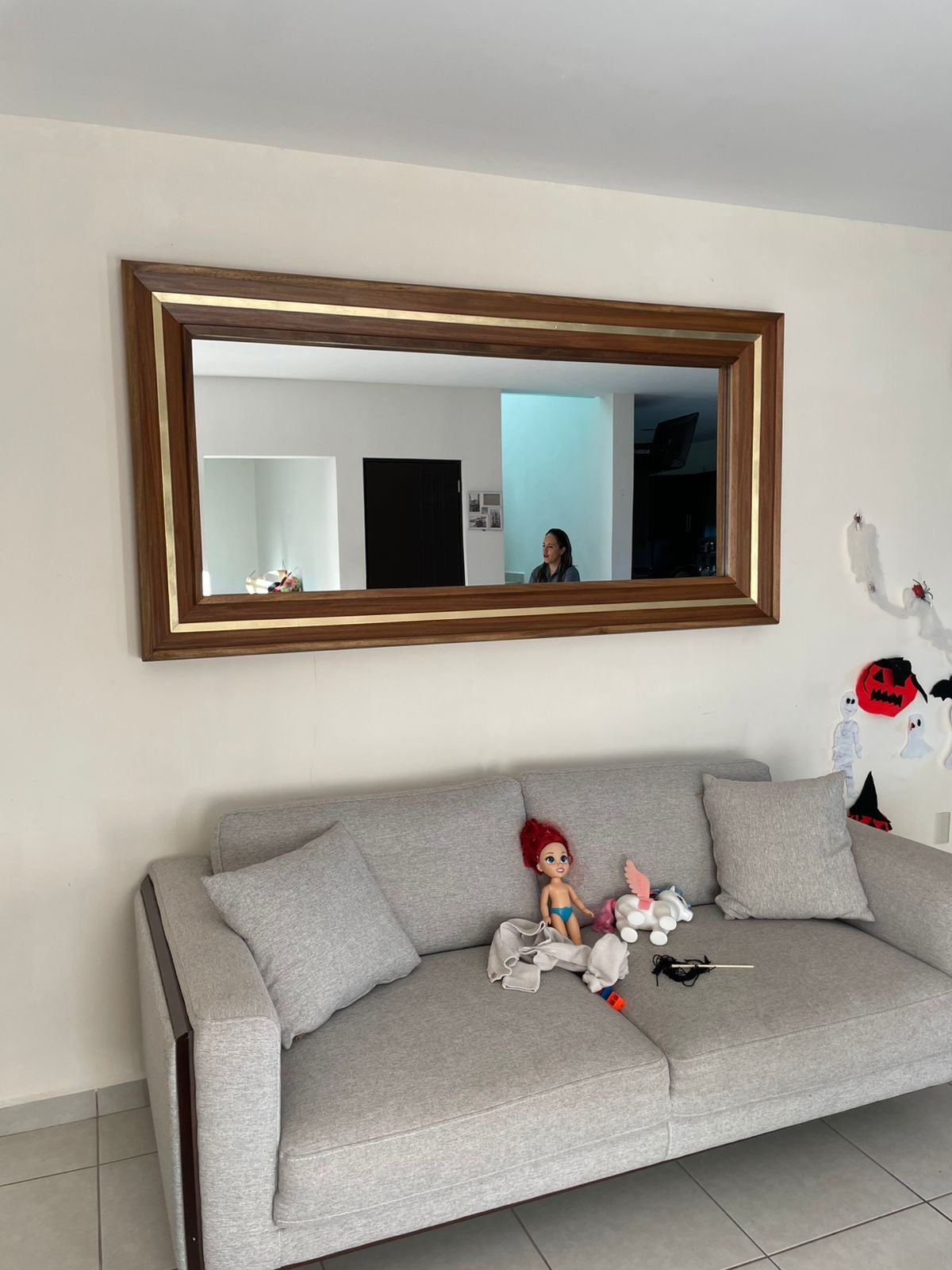 Espejo Decorativo Líneas Parota oro