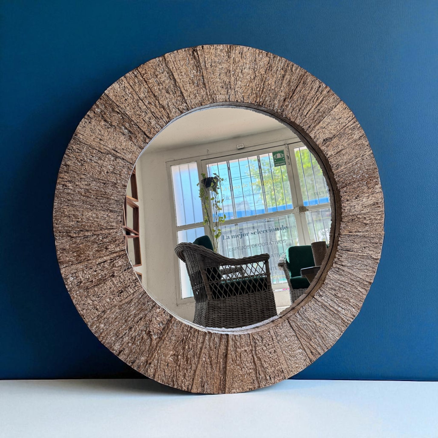 Espejo corteza platinado