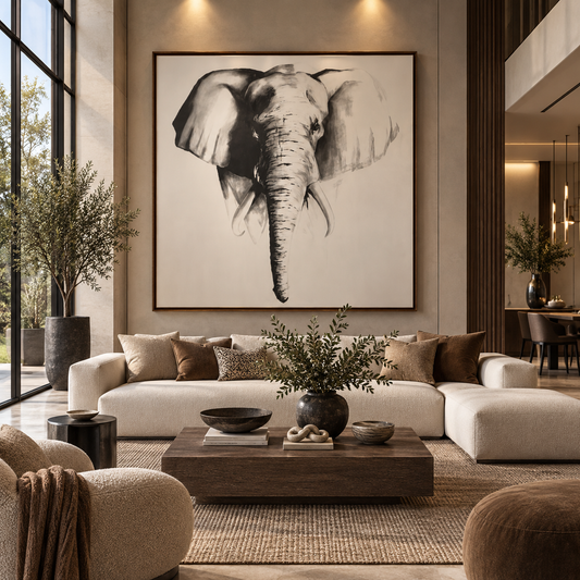 Cuadro decorativo de gran formato Elefante Majestuoso
