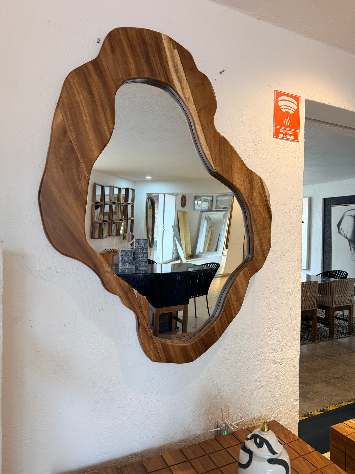 Espejo decorativo nube parota