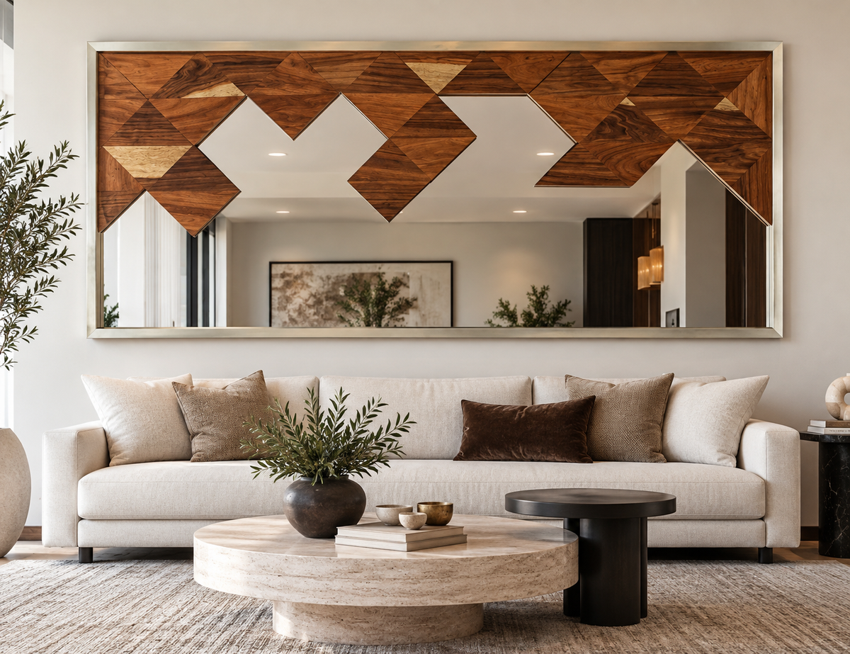 Espejo Decorativo Geometría parota