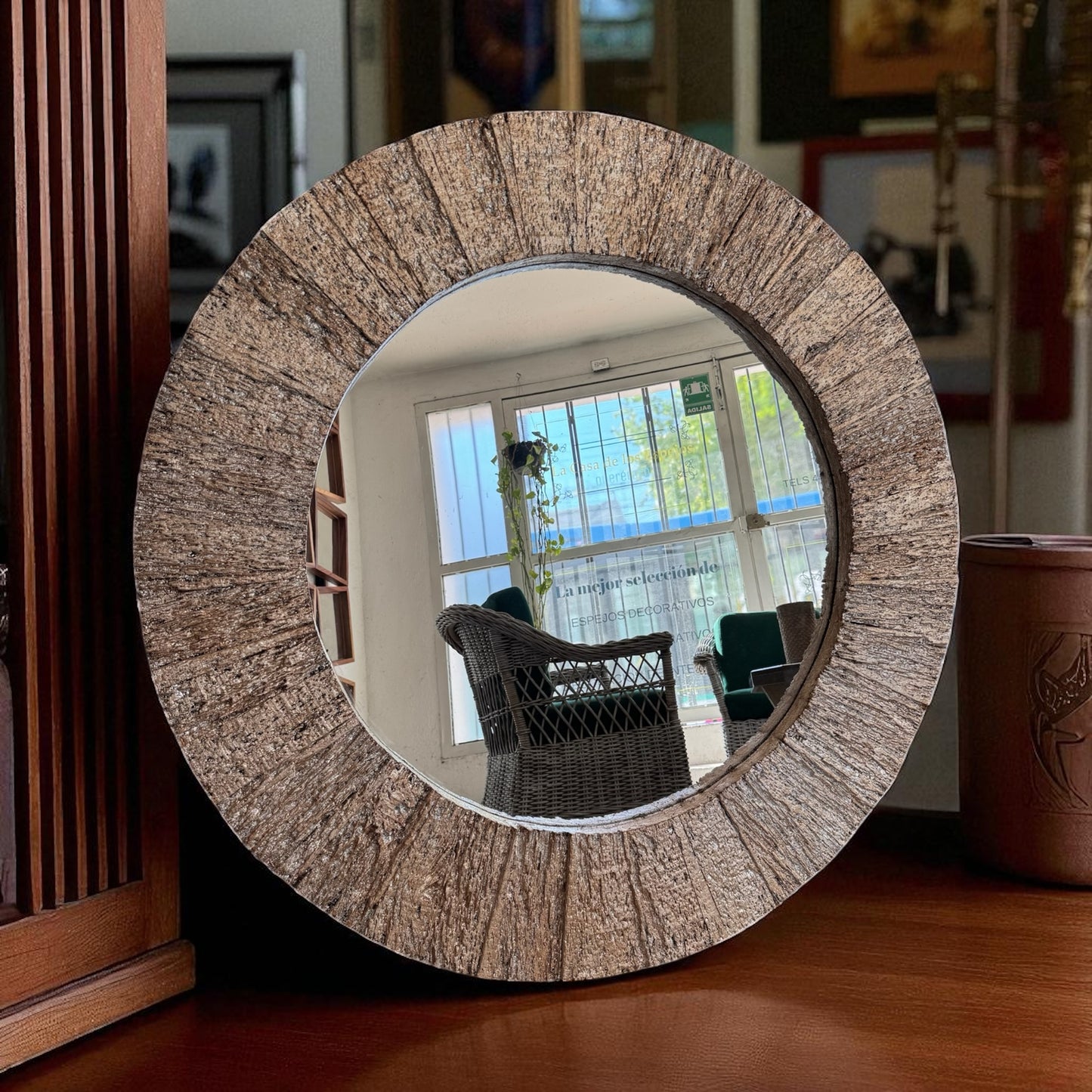 Espejo corteza platinado