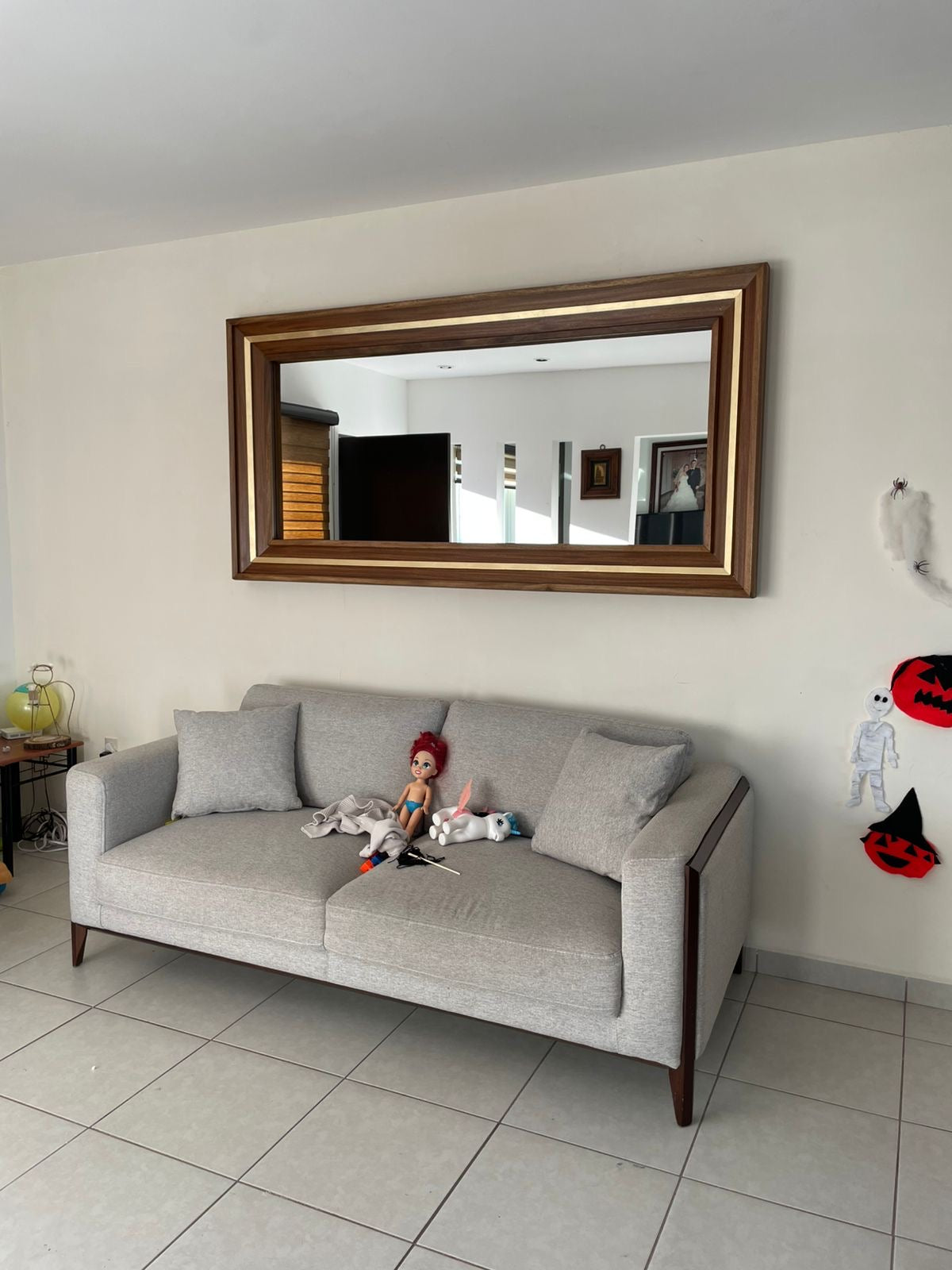 Espejo Decorativo Líneas Parota oro