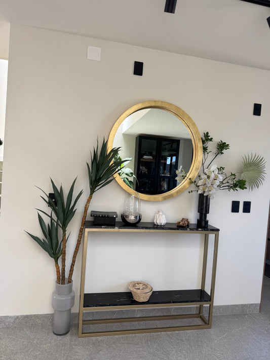 Espejo redondo pino oro