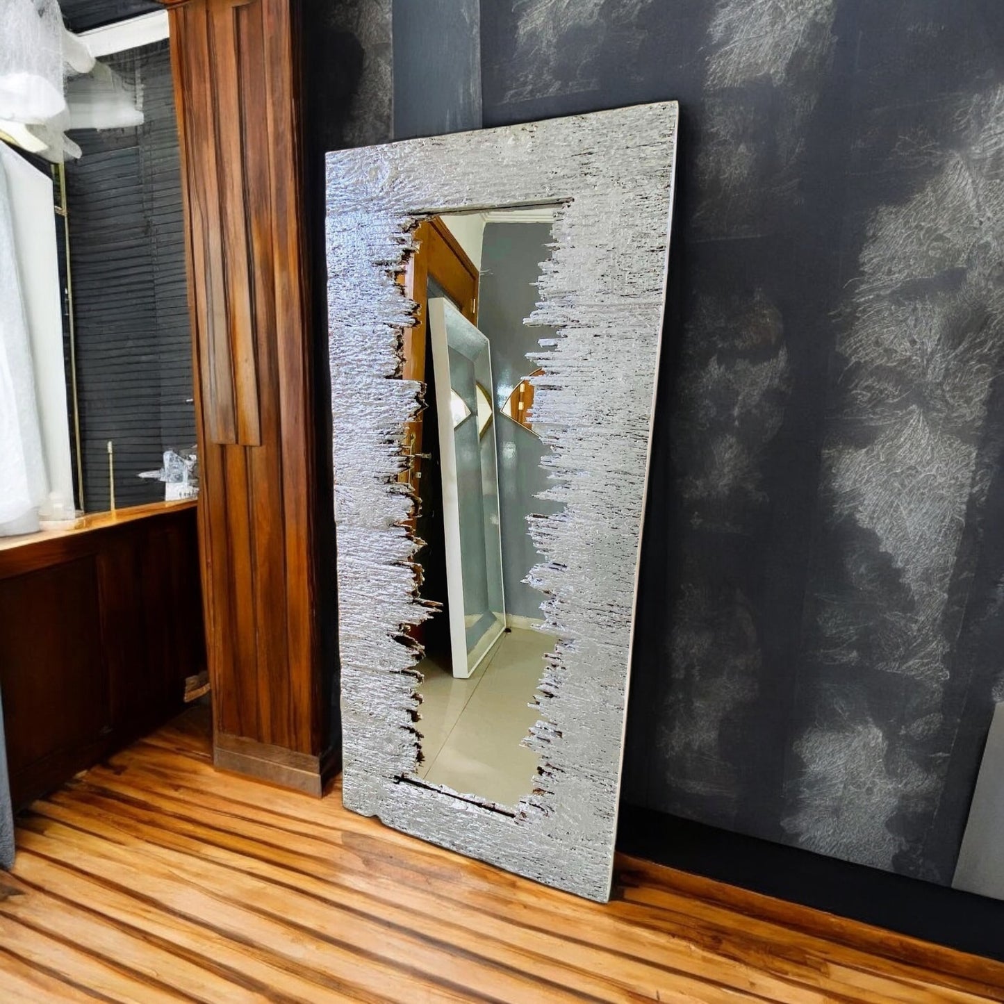 Espejo pino sierra plata